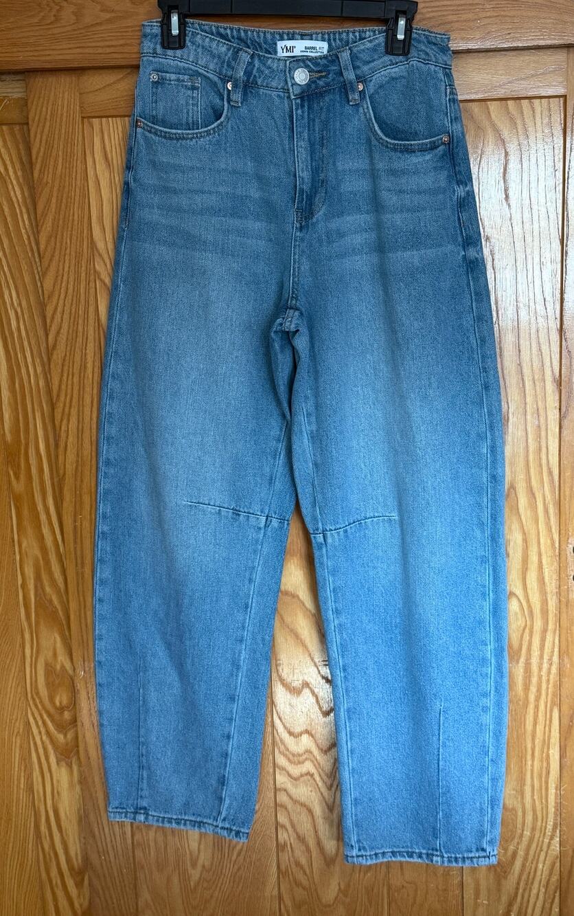 YMI High-Waisted Barrel Fit Jeans - Size 7/28 (100% Cotton)
